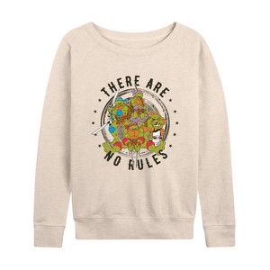 Women's - Teenage Mutant Ninja Turtles - There Are No Rules Lightweight French Terry Wide Neck Long Sleeve Shirt - 1 of 4