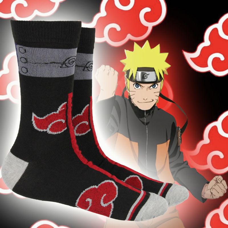 Naruto: Shippuden Red Cloud Rain Of Blood Justice Anime Crew Socks (8-12) Black, 4 of 6