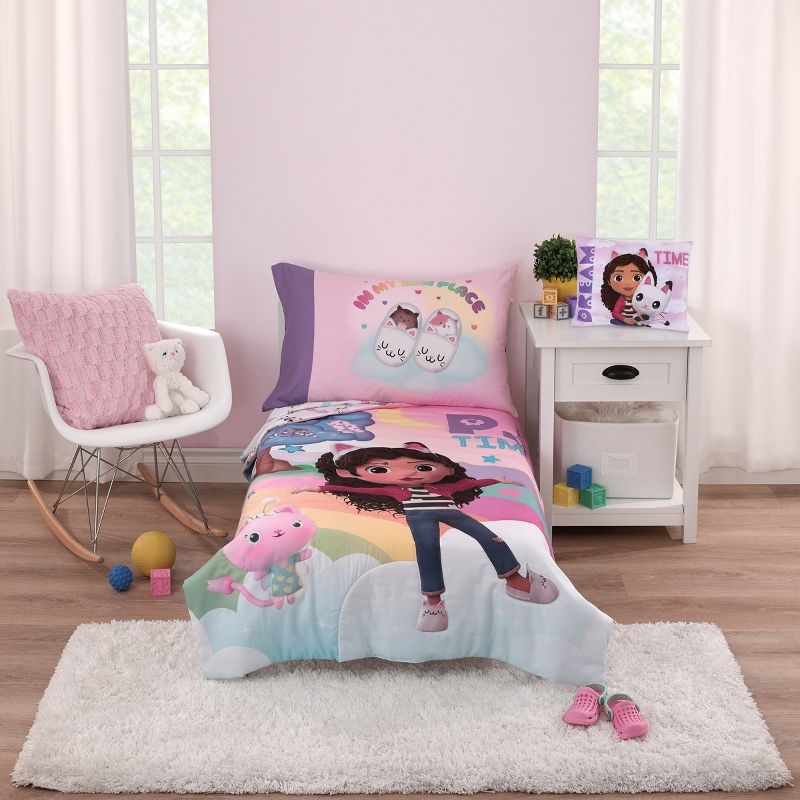 DreamWorks Gabby's Dollhouse Dream It Up Pink and Purple Pandy Paws Decorative Toddler Pillow, 5 of 6