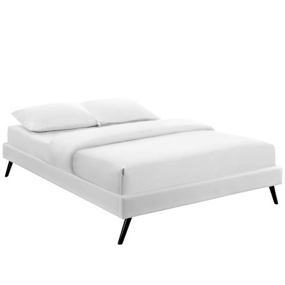 Modway Loryn King Vinyl Bed Frame with Round Splayed Legs - White