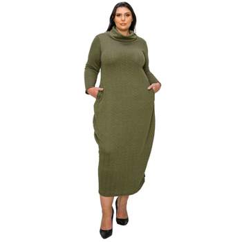 L I V D Women's Lana Cowl Turtle Neck Pocket Sweater Dress