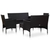 vidaXL 5 Piece Patio Lounge Set With Cushions Poly Rattan Black - 2 of 4