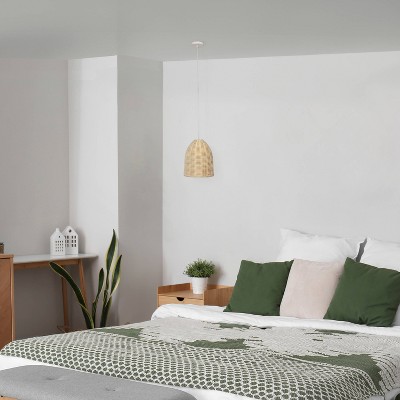 Natural Woven Rattan Pendant Light with Clear Cord