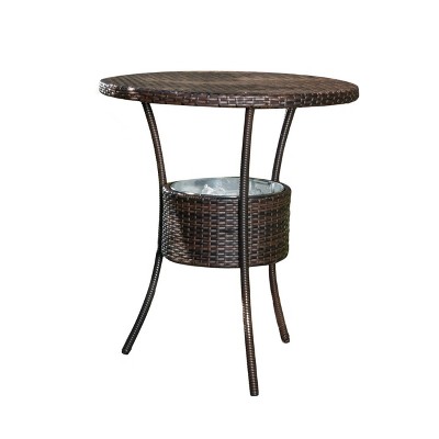 Oyster Bay Wicker Table With Ice Pail - Multi Brown - Christopher Knight Home