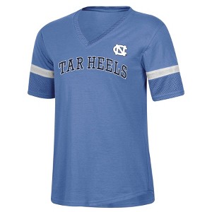 NCAA North Carolina Tar Heels Women's Mesh Trim V-Neck T-Shirt - 1 of 3
