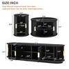 Gulches Wooden TV Stand & Coffee Table Set - 75" TV Support, Fluted Sliding Doors, Golden Handles, 4 Adjustable Shelves & Cable Hole, Black Farmhouse - 3 of 4