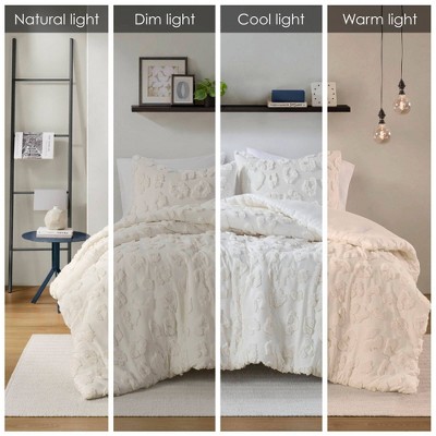 King White Microfiber Animal Chenille Comforter Set