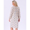 INSPIRE CHIC Womens Nightgown Floral Long Sleeve Pleated Raglan Sleeve Elastic Cuff Midi with Pocket Sleepwear Nightdress - 4 of 4