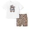 PATPAT Girls Summer Outfits Animal Print T Shirt Short Sleeve Top and Leopard Print Biker Kids Clothing Sets 3-8Y - 2 of 4