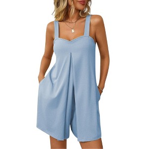 Women's Loose - Fit Casual Sleeveless Romper for Outdoor Wear Light blue L - 1 of 4