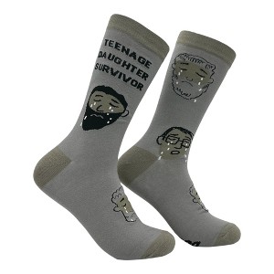 Crazy Dog Men's Teenage Daughter Survivor Socks Funny Sarcastic Parent Graphic Novelty Footwear for Men - 1 of 4