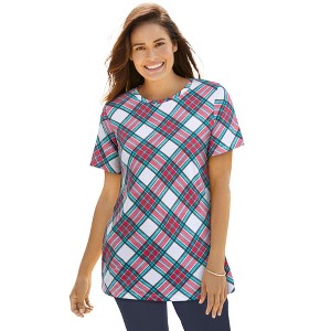 Woman Within Perfect Printed Short-Sleeve Crewneck Tee - 1 of 4