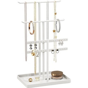 14.5-Inch Gold Jewelry Stand - Holds 80 Pieces, Sturdy Display for Necklaces & Bracelets - 1 of 4