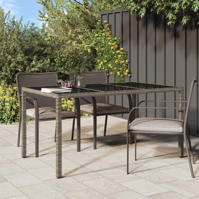 vidaXL Garden Dining Table Grey 59.1x35.4x29.5 in Poly Rattan