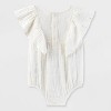 Baby Girls' Daisy Embroidered Bubble Romper - Cat & Jack™ Cream - 2 of 3