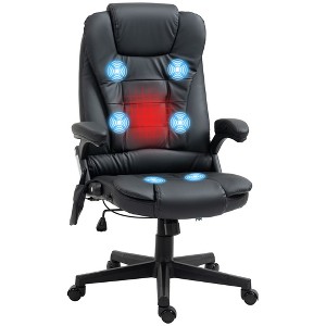 HOMCOM High Back Executive Massage Office Chair with 6 Point Vibration, 5 Modes, Faux Leather Heated Reclining Desk Chair - 1 of 4