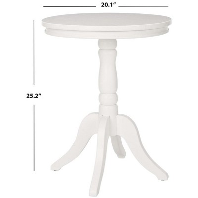 Vivienne White Pine Wood Round Accent Table