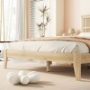 ORRD Queen Size Solid Wood Platform Bed with Rattan Headboard, Rubber Wood Frame & Center Support, Boho Bedroom Furniture in Oak White - 4 of 4