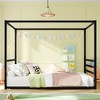 KTMBDW Twin/Full/Queen Size Canopy Floor Bed with 4 Posters and Guardrails, Heavy Duty Metal Canopy Beds, Montessori Floor Bed with High Fence, Black - 2 of 4