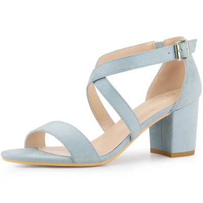 Perphy Women's Crisscross Buckle Strap Open-Toe Chunky Heels Sandals