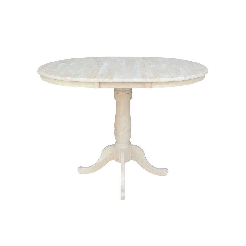 36" Round Extendable Table with 12" Drop Leaf Unfinished - International Concepts, 6 of 11