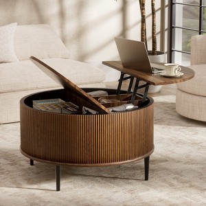 Brafabhome Round Lift Top Coffee Table with Storage, 31.5" Flip-top Fluted Cocktail Table, Mid-Century Modern Center Table for Living Room - 1 of 4