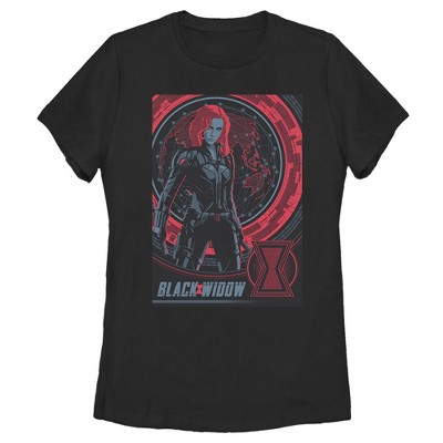 Women's Marvel Black Widow Infrared Globe T-shirt - Black - Large : Target