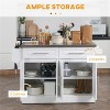 LunaLulinlk Rolling Kitchen Island with Storage, 2 Drawers, Spice, Knife and Towel Rack and Cabinets, White - 4 of 4