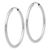 Black Bow Jewelry 2mm x 35mm 14k White Gold Polished Round Endless Hoop Earrings - 2 of 4