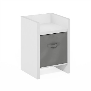 Furinno Viola End Table, Side Table with Storage Bins, White/Light Grey - 1 of 1