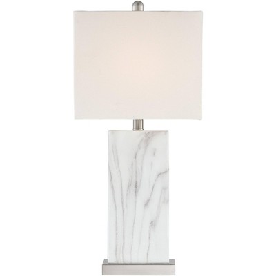 Connie 27'' White Faux Marble Modern Table Lamps with USB Ports, Set of 2