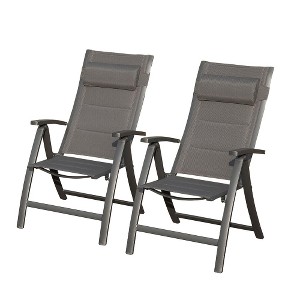 YUHAO 2PCS Patio Folding Chairs with Padded Textilene Fabric Seat，Black - 1 of 4