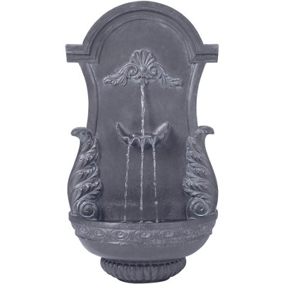 John Timberland Outdoor Wall Water Fountain 33" High 2 Tiered Ornate for Yard Garden Patio Deck Home