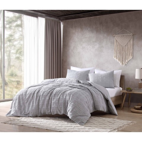 Riverbrook Home 3pc Queen Jadan Clip Waffle Comforter Bedding Set Gray: Jacquard, Machine Washable