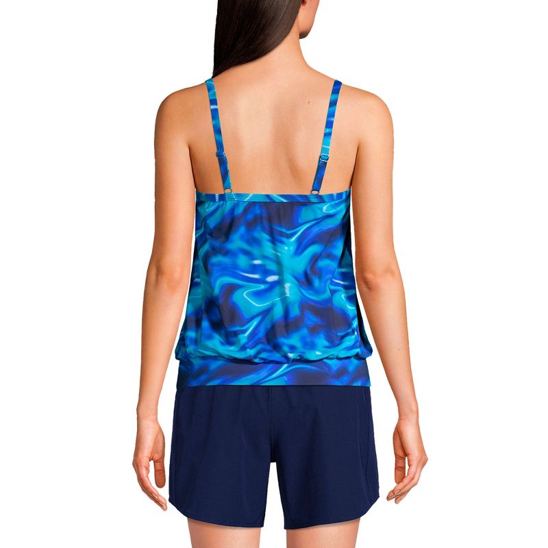 Lands' End Women's Blouson Tummy Hiding Tankini Top Swimsuit Adjustable Straps, 2 of 5