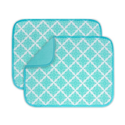 Dish Drying Mat for Kitchen Counter,Summer Beach Teal Leaf
