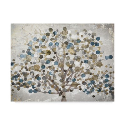 Bubble Tree Canvas Art with Blue and Beige Accents