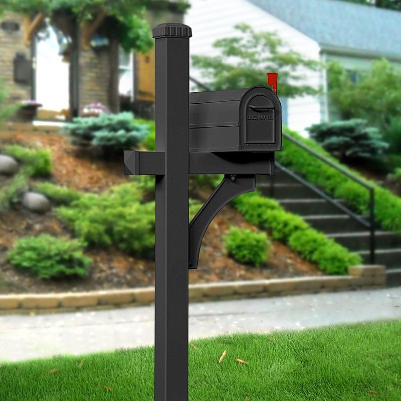 Salsbury Industries Deluxe Mailbox Post - 1 Sided - In-Ground Mounted - Black, 4 of 5