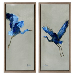 Stupell Industries Expressive Flying Cranes Abstract Birds 2pc Floating Frame Art Set - 1 of 4