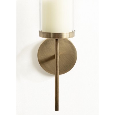 Antique Brass Metal Wall Sconce with Glass Cylinder