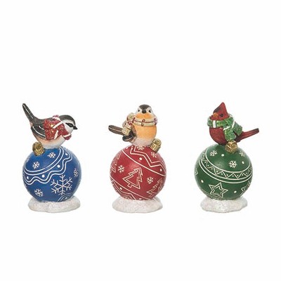 Transpac Resin Fair Isle Ornament Bird Figurines Set of 3 Home Decorations Christmas