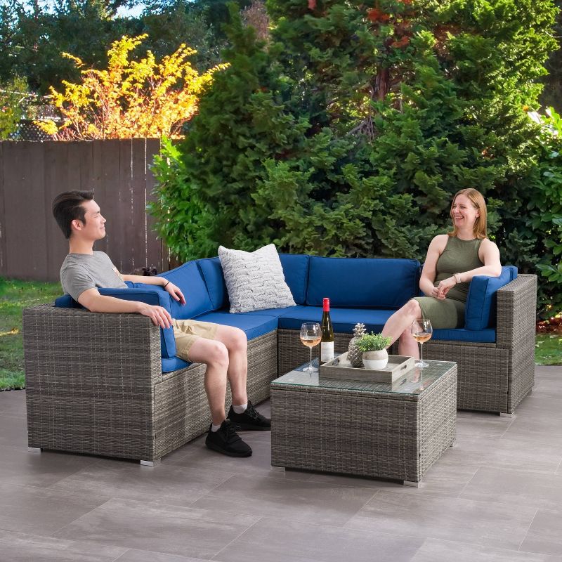 Parksville 6pc Patio Sectional Conversation Set Gray - CorLiving, 3 of 10