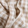 Tan Gingham Duvet Cover Queen, 100 Washed Cotton Beige Plaid Set with 2 Pillowcases - 4 of 4