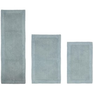 Edge Bath Rug 100% Premium Cotton Ultra-Soft Water Absorbent Tufted Solid Reversible 3 Piece Bathroom Rug Set for Machine Washable Bathmat - 1 of 4