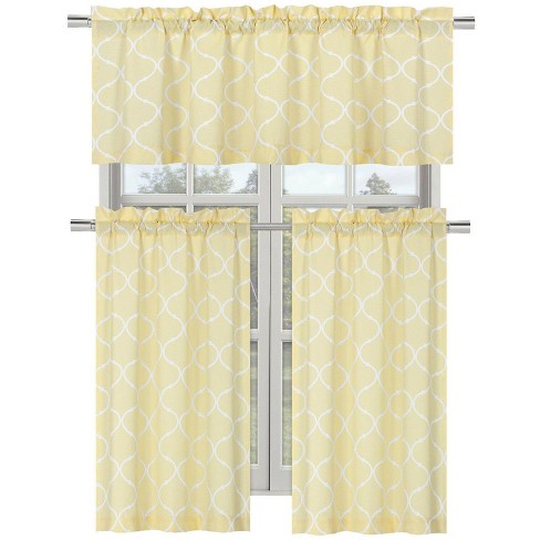 Kate Aurora Shabby Lattice Cotton Blend Kitchen Curtain Tier & Valance ...