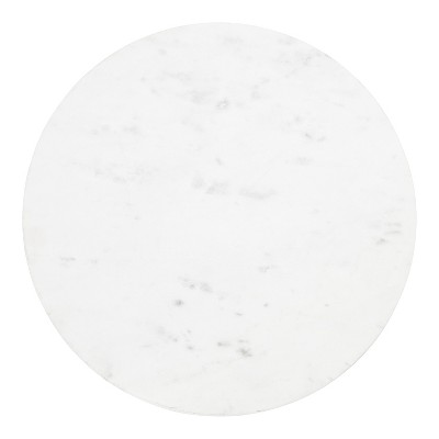 Tira Round Side Table in White and Bronze with Marble and Iron