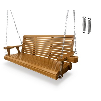 Fortune Candy Wooden Porch Swing 2-Seater/3-Seater for Outdoor Patio Garden Yard (5 ft.)