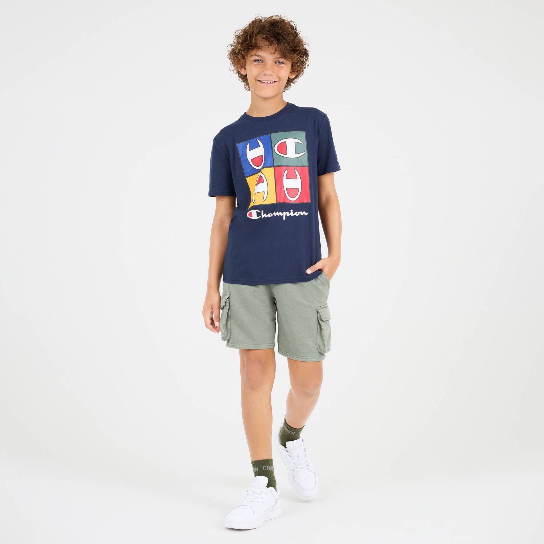 Champion Boys' Washed French Terry Cargo Shorts