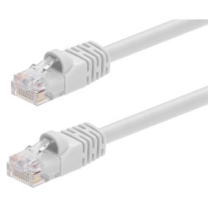 Monoprice Cat5e Ethernet Patch Cable - 7 Feet - White | Network Internet Cord - RJ45, Stranded, 350Mhz, UTP, Pure Bare Copper Wire, 24AWG - 1 of 4