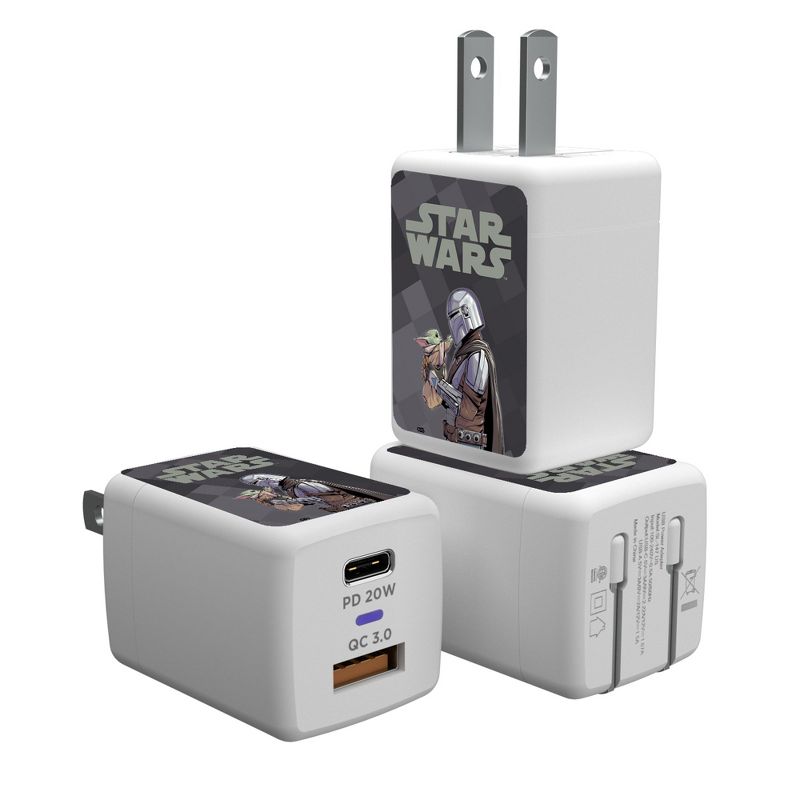 Keyscaper Star Wars: The Mandalorian Grogu and Din Djarin Color Block USB A/C Charger, 1 of 2